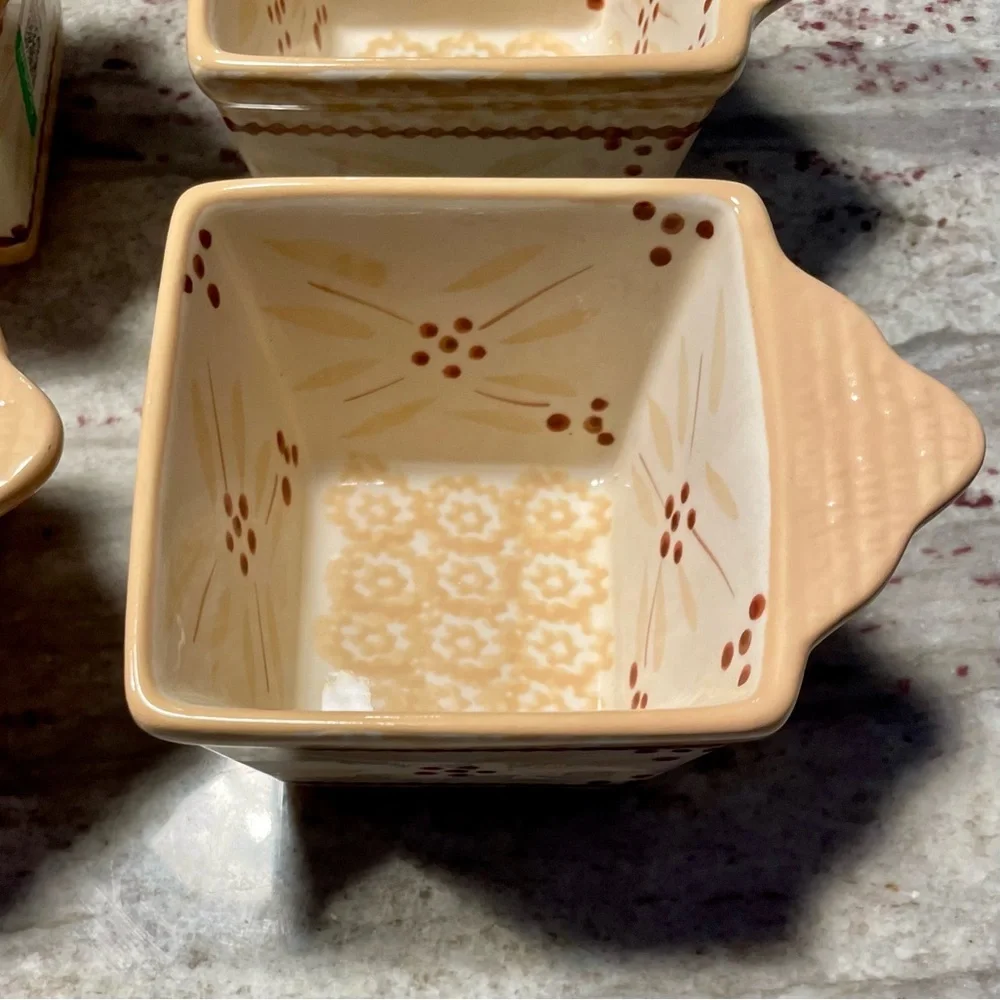 Temp-Tations by Tara Old World Yellow Ramekins Bakeware 10 oz, Set of 4
